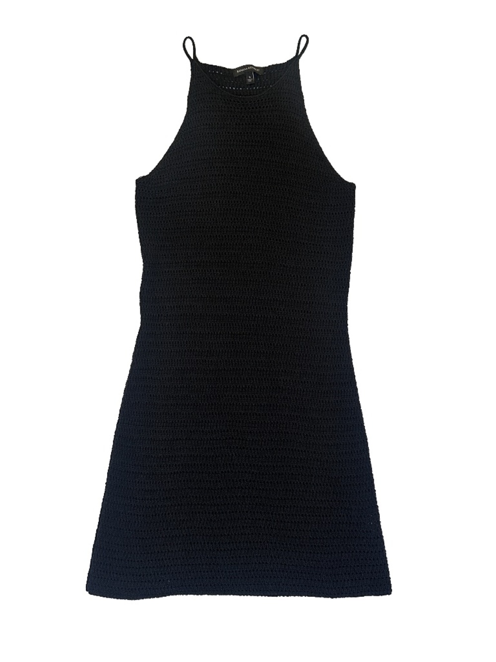Banana Republic Black Crochet Open Knit Halter Mini Dress Size S